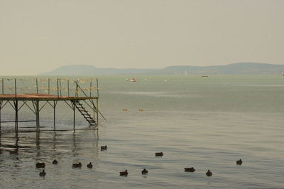 Scenic view of lake against clear sky