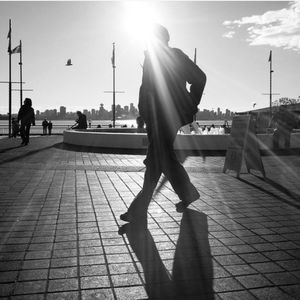 People walking on city street