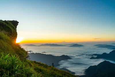 Scenic view of sea against sky during sunset