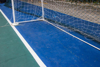 High angle view of net in court