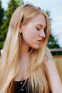 Close-up portrait of a beautiful young woman