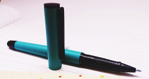 High angle view of pen on table