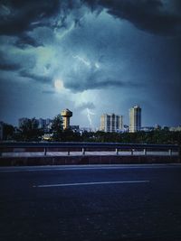 View of buildings against cloudy sky