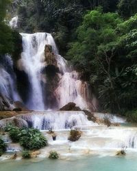 Scenic view of waterfall