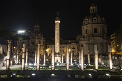 Illuminated buildings at night