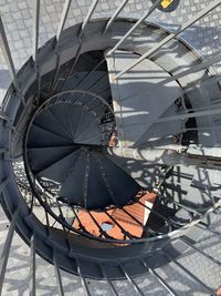 High angle view of wheel in museum