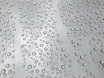 Full frame shot of wet glass window during rainy season