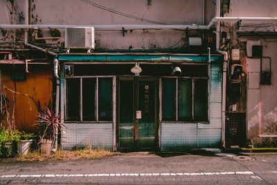 Closed door of old building