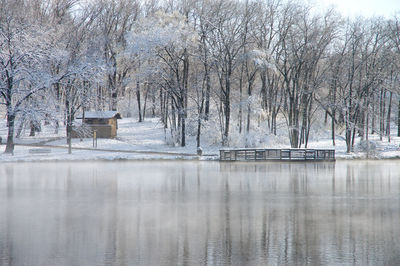 Scenic view of frozen lake during winter