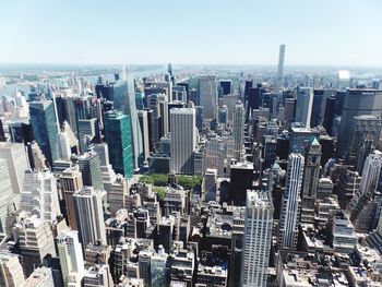 Aerial view of cityscape against sky