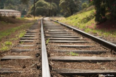 Close-up of railroad tracks