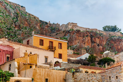 Low angle view of buildings against sky