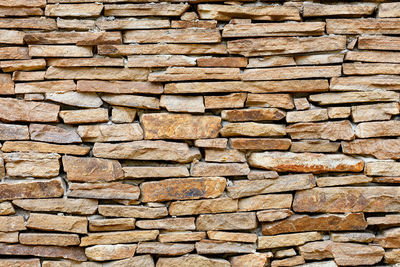 Texture of rough masonry wall from old weathered sandstone.