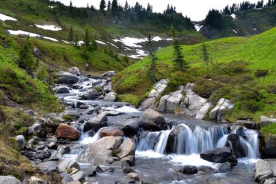 Scenic view of waterfall at beach