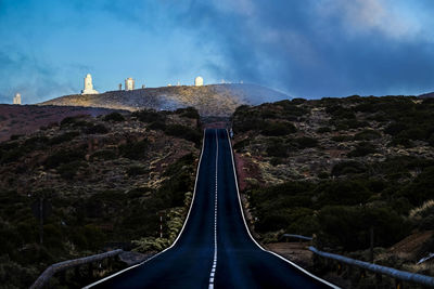 Panoramic view of mountain road against sky