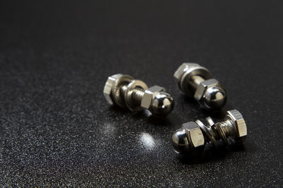 High angle view of machine on table