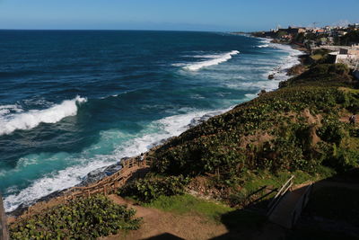 High angle view of beach against sky