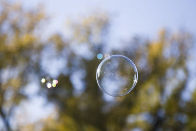 Close-up of bubbles against sky