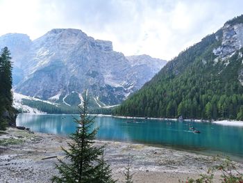 The braies lake and dolomites