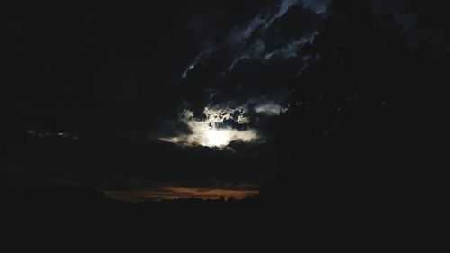 Low angle view of silhouette trees against sky at sunset