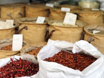 Close-up of food in market stall