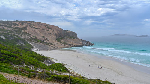 Scenic view of beach against sky