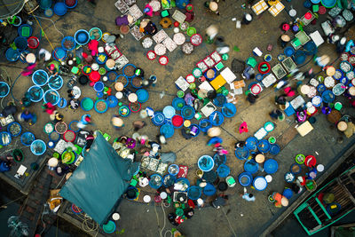 High angle view of market