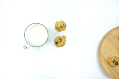 High angle view of food over white background