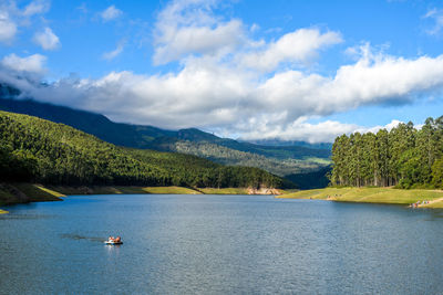 Scenic view of lake against sky