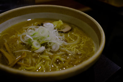 Close-up of soup in bowl