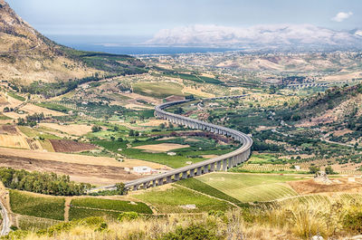 High angle view of landscape against sky