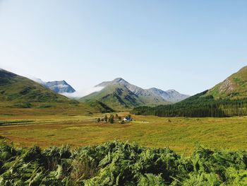 Scenic view of landscape against clear sky