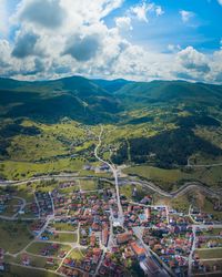 High angle view of townscape against sky