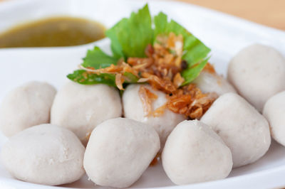 Close-up of served food in plate