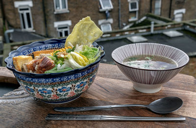 Close-up of food in bowl on table