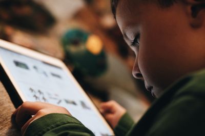 Boy looking at tablet screen