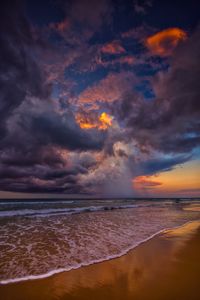 Scenic view of sea against sky during sunset