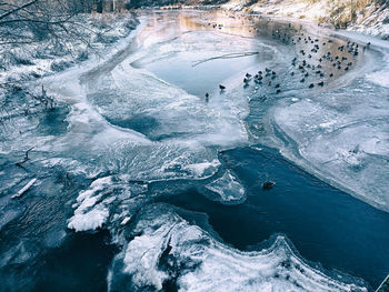 Severe russian frosts and ducks on ice