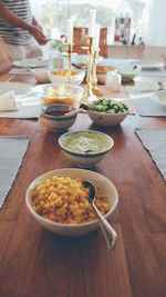 Food served on table