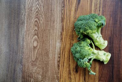 High angle view of vegetables on cutting board