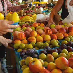 High angle view of fruits for sale in market