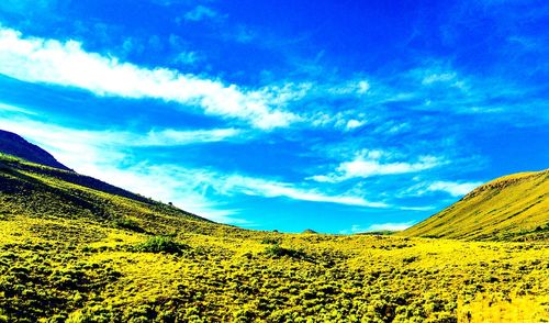 Scenic view of landscape against cloudy sky