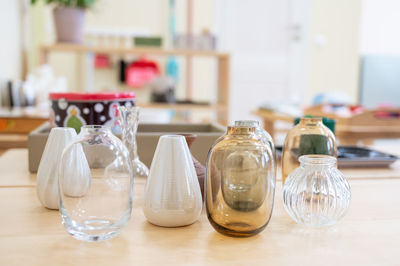 Close-up of bottles on table