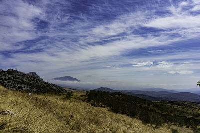 Scenic view of mountains against sky
