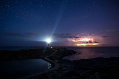 Scenic view of sea against sky at night