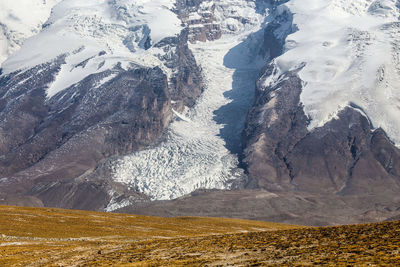 Aerial view of snowcapped mountains