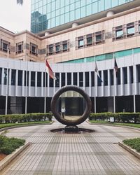 Reflection of cityscape in mirror