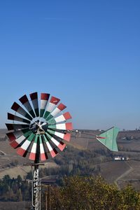 Ferris wheel against blue sky