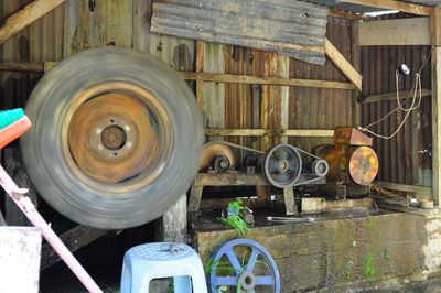 Close-up of wooden post