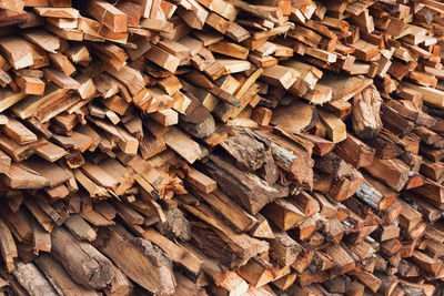 Stacks of dry textured firewood photo.